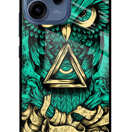 Green Owl Oppo Reno15c 5G Glass Case Back Cover by Casekaro