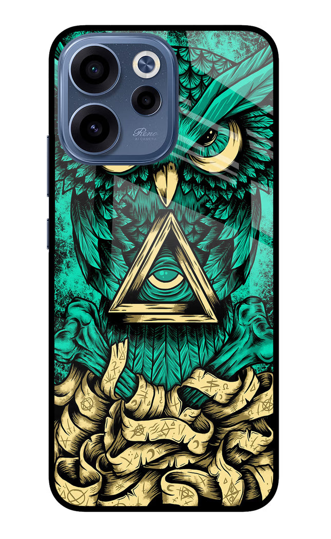 Green Owl Oppo Reno15c 5G Glass Case Back Cover by Casekaro