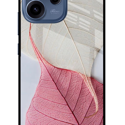 White Pink Leaf Oppo Reno15c 5G Glass Case Back Cover by Casekaro