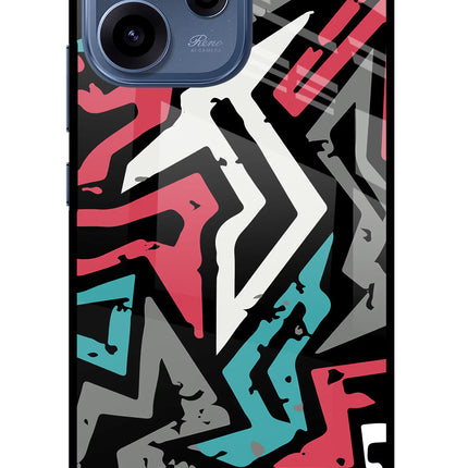 Geometric Graffiti Oppo Reno15c 5G Glass Case Back Cover by Casekaro