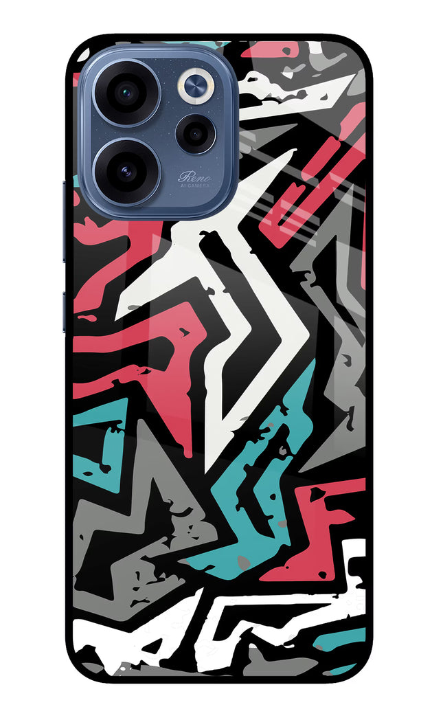 Geometric Graffiti Oppo Reno15c 5G Glass Case Back Cover by Casekaro