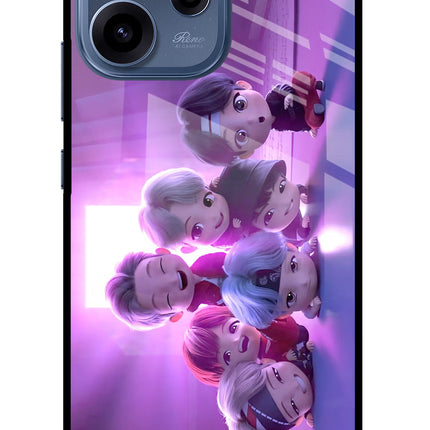 BTS Chibi Oppo Reno15c 5G Glass Case Back Cover by Casekaro