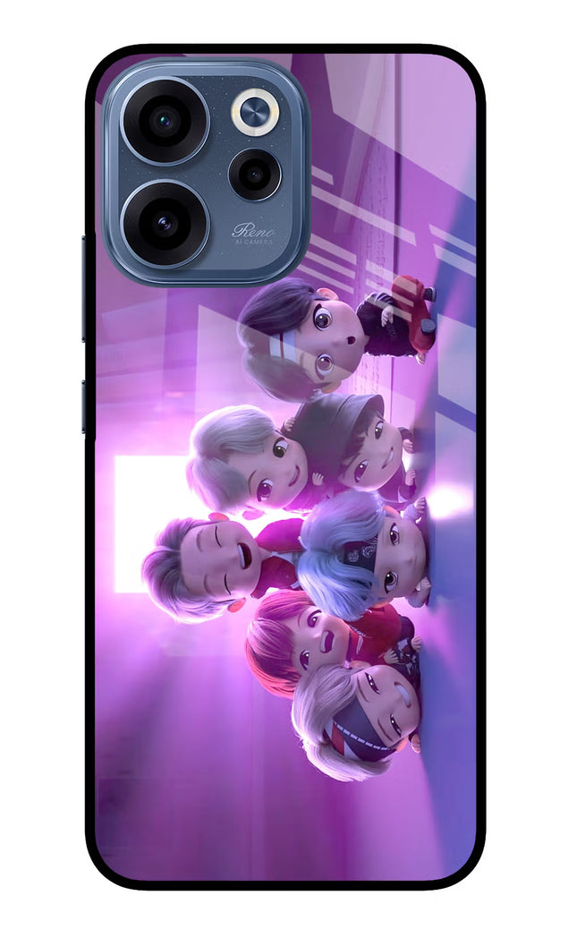 BTS Chibi Oppo Reno15c 5G Glass Case Back Cover by Casekaro