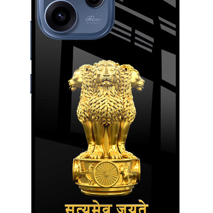 Satyamev Jayate Golden Oppo Reno15c 5G Glass Case Back Cover by Casekaro