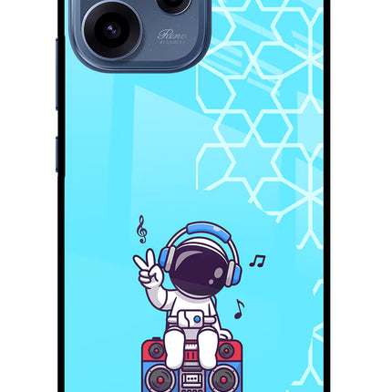 Cute Astronaut Chilling Oppo Reno15c 5G Glass Case Back Cover by Casekaro