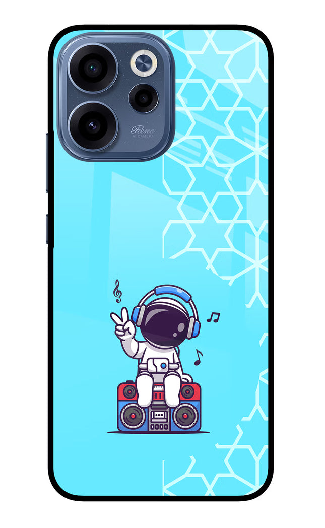 Cute Astronaut Chilling Oppo Reno15c 5G Glass Case Back Cover by Casekaro