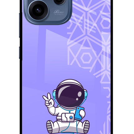 Cute Astronaut Chilling Oppo Reno15c 5G Glass Case Back Cover by Casekaro