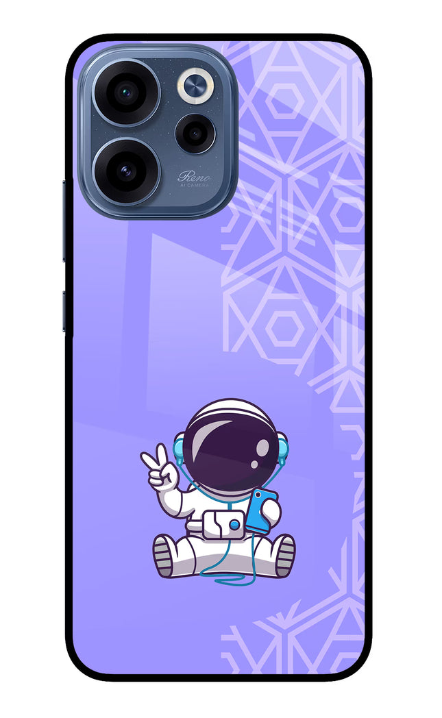 Cute Astronaut Chilling Oppo Reno15c 5G Glass Case Back Cover by Casekaro