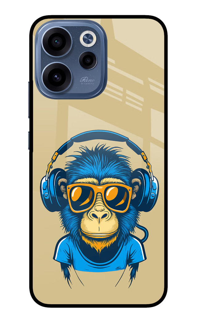 Monkey Headphone Oppo Reno15c 5G Glass Case Back Cover by Casekaro