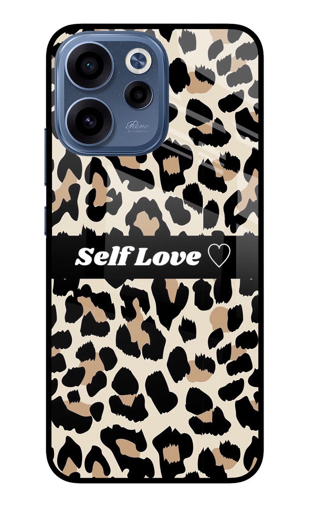Leopard Print Self Love Oppo Reno15c 5G Glass Case Back Cover by Casekaro