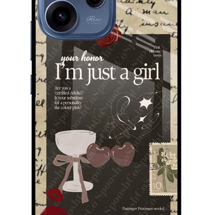I am just a girl Oppo Reno15c 5G Glass Case Back Cover by Casekaro