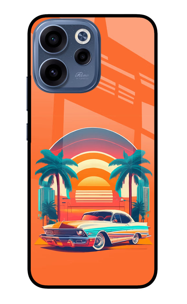 Palm Drive 80s Oppo Reno15c 5G Glass Case Back Cover by Casekaro