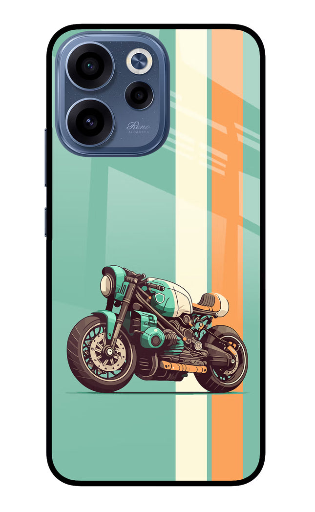 Striped Moto Drift Oppo Reno15c 5G Glass Case Back Cover by Casekaro