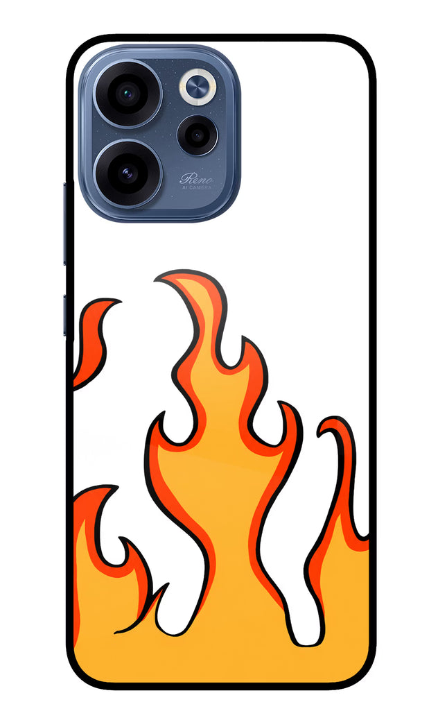 Fired Up – White Oppo Reno15c 5G Glass Case Back Cover by Casekaro