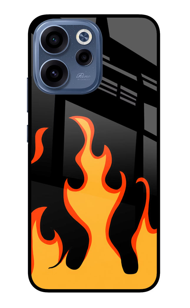 Fired Up – Black Oppo Reno15c 5G Glass Case Back Cover by Casekaro
