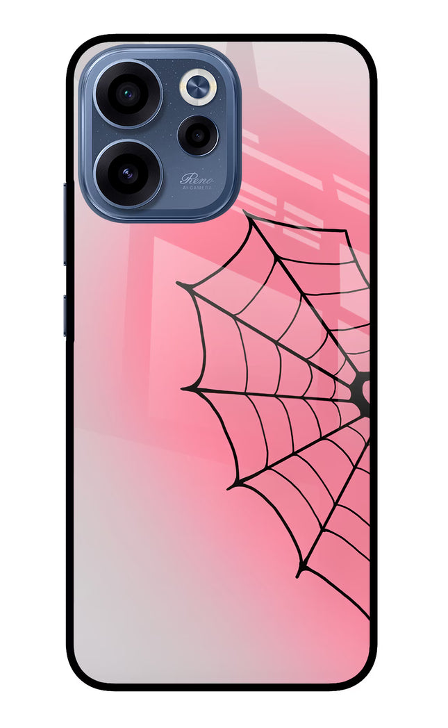 Pink Web Oppo Reno15c 5G Glass Case Back Cover by Casekaro