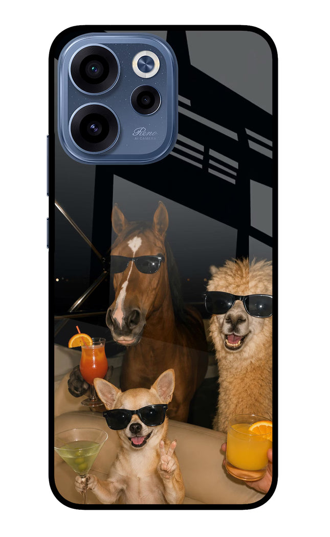 Party Squad Oppo Reno15c 5G Glass Case Back Cover by Casekaro