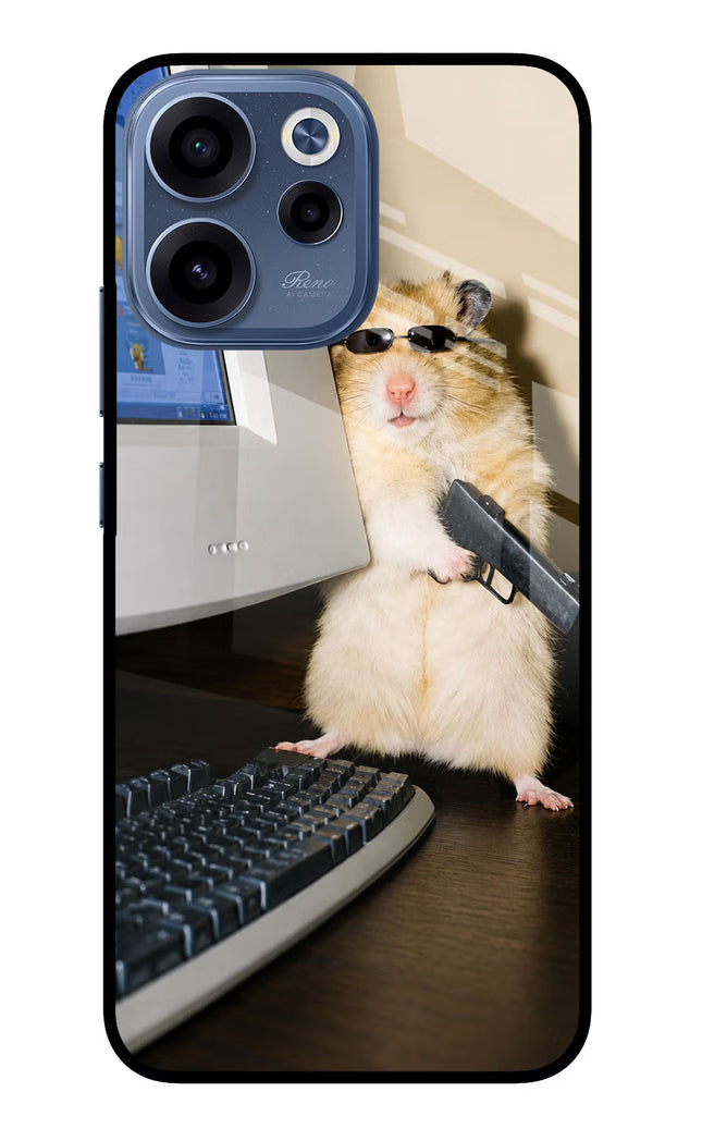 Hacker Hamster Oppo Reno15c 5G Glass Case Back Cover by Casekaro
