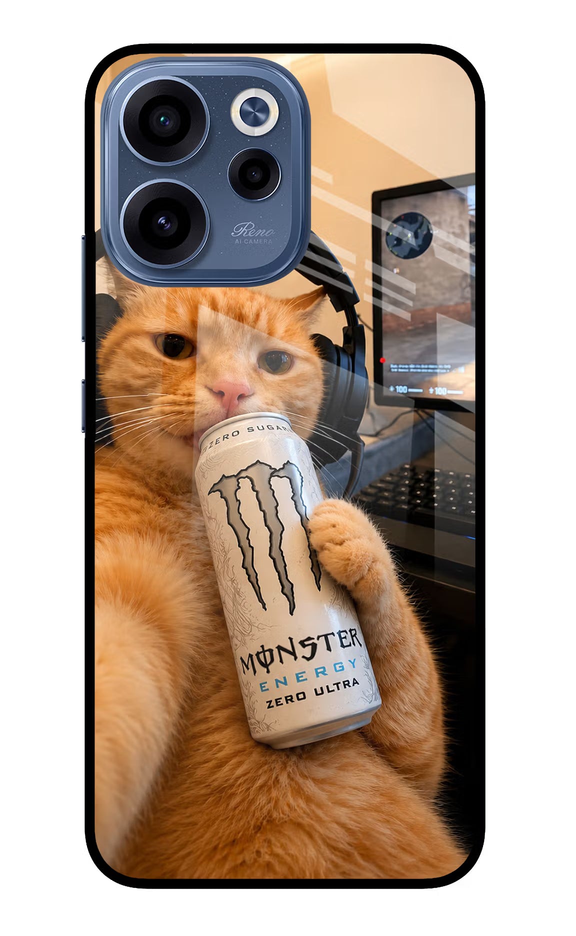 Gamer Cat Energy Oppo Reno15c 5G Glass Case