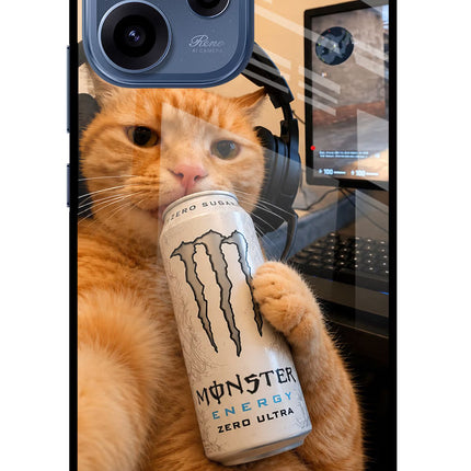 Gamer Cat Energy Oppo Reno15c 5G Glass Case Back Cover by Casekaro