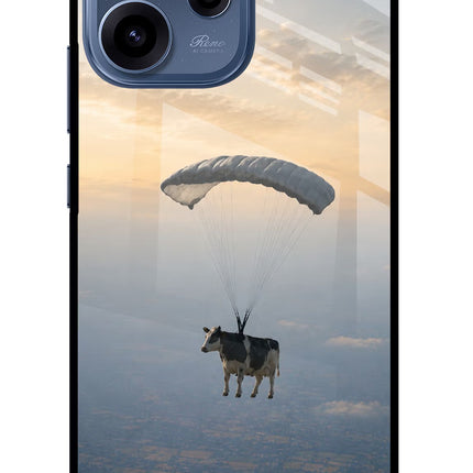 Skydiving Cow Oppo Reno15c 5G Glass Case Back Cover by Casekaro