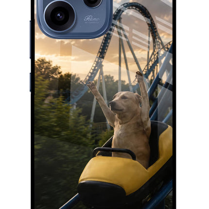 Rollercoaster Dog Oppo Reno15c 5G Glass Case Back Cover by Casekaro