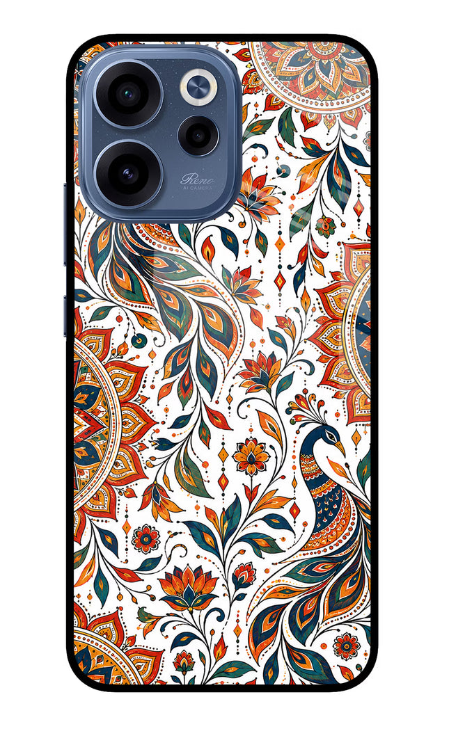 White Mayura Oppo Reno15c 5G Glass Case Back Cover by Casekaro