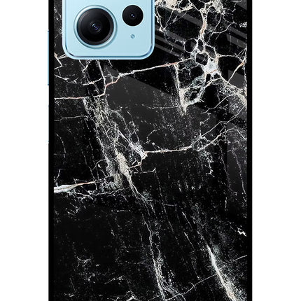 Black Marble Texture Redmi Note 12 4G Glass Case Back Cover by Casekaro