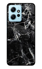 Black Marble Texture Redmi Note 12 4G Glass Case Back Cover by Casekaro