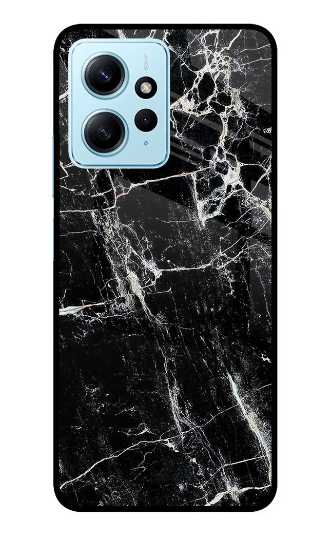 Black Marble Texture Redmi Note 12 4G Glass Case Back Cover by Casekaro