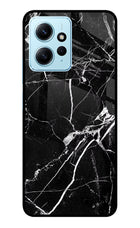 Black Marble Pattern Redmi Note 12 4G Glass Case Back Cover by Casekaro