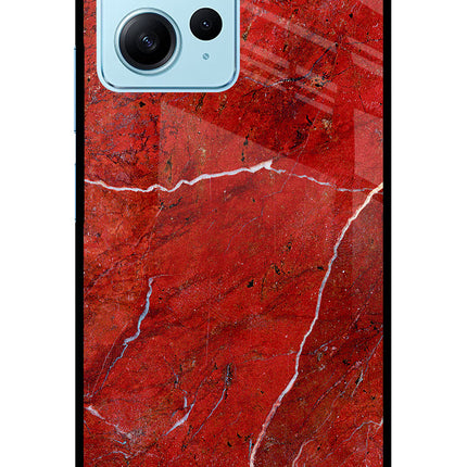 Red Marble Design Redmi Note 12 4G Glass Case Back Cover by Casekaro