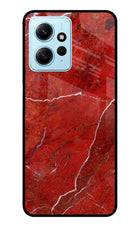 Red Marble Design Redmi Note 12 4G Glass Case Back Cover by Casekaro