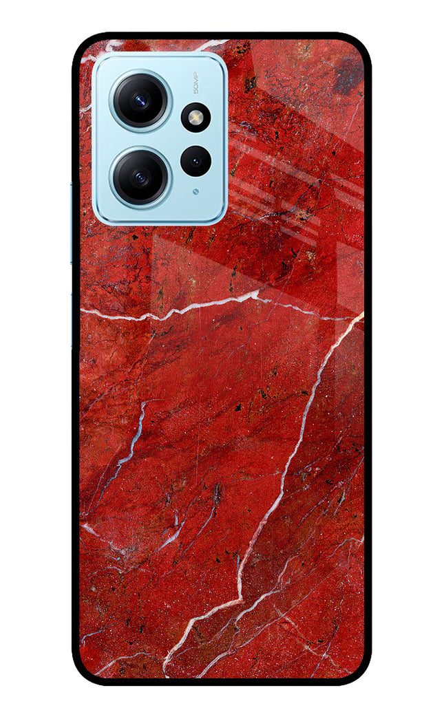Red Marble Design Redmi Note 12 4G Glass Case Back Cover by Casekaro