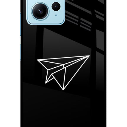 Paper Plane White Redmi Note 12 4G Glass Case Back Cover by Casekaro