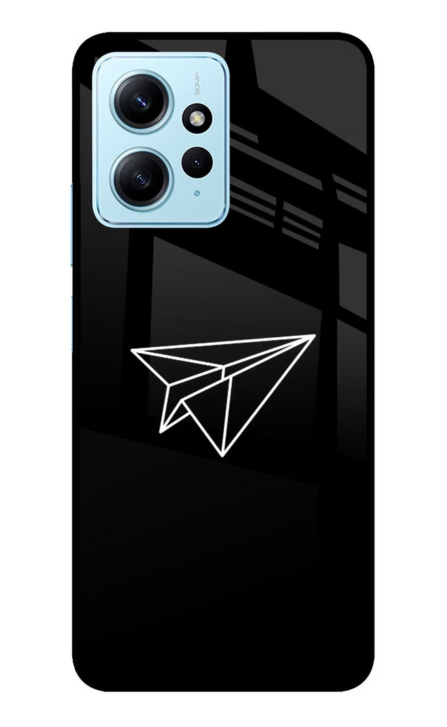 Paper Plane White Redmi Note 12 4G Glass Case Back Cover by Casekaro