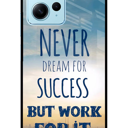 Never Dream For Success But Work For It Redmi Note 12 4G Glass Case Back Cover by Casekaro