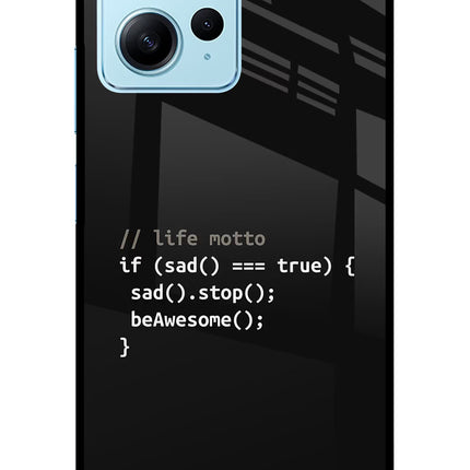 Life Motto Code Redmi Note 12 4G Glass Case Back Cover by Casekaro
