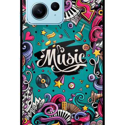 Music Graffiti Redmi Note 12 4G Glass Case Back Cover by Casekaro