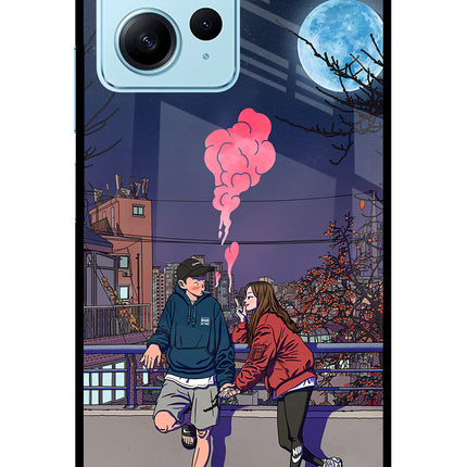Chilling Couple Redmi Note 12 4G Glass Case Back Cover by Casekaro