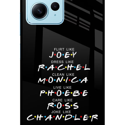 FRIENDS Character Redmi Note 12 4G Glass Case Back Cover by Casekaro