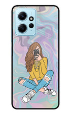 Selfie Girl Redmi Note 12 4G Glass Case Back Cover by Casekaro