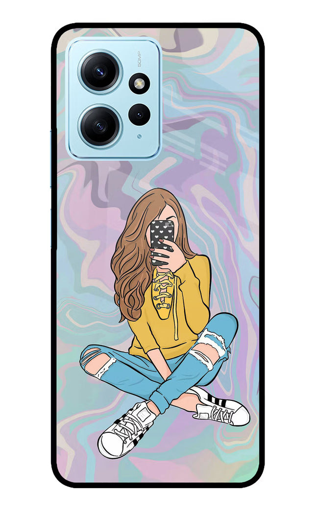 Selfie Girl Redmi Note 12 4G Glass Case Back Cover by Casekaro