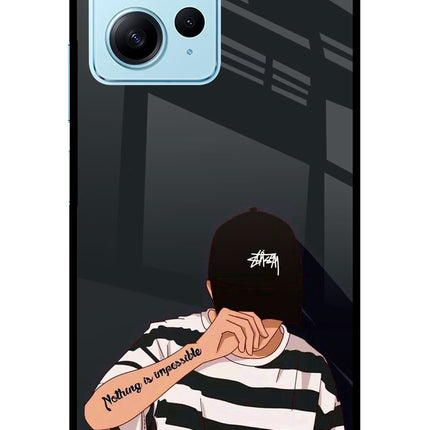 Aesthetic Boy Redmi Note 12 4G Glass Case Back Cover by Casekaro