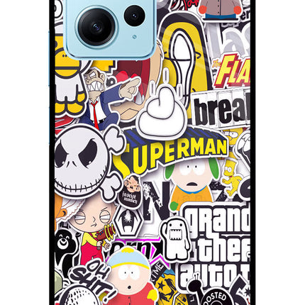 Sticker Bomb Redmi Note 12 4G Glass Case Back Cover by Casekaro