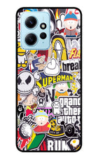 Sticker Bomb Redmi Note 12 4G Glass Case Back Cover by Casekaro