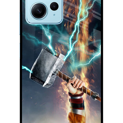 Thor Hammer Mjolnir Redmi Note 12 4G Glass Case Back Cover by Casekaro