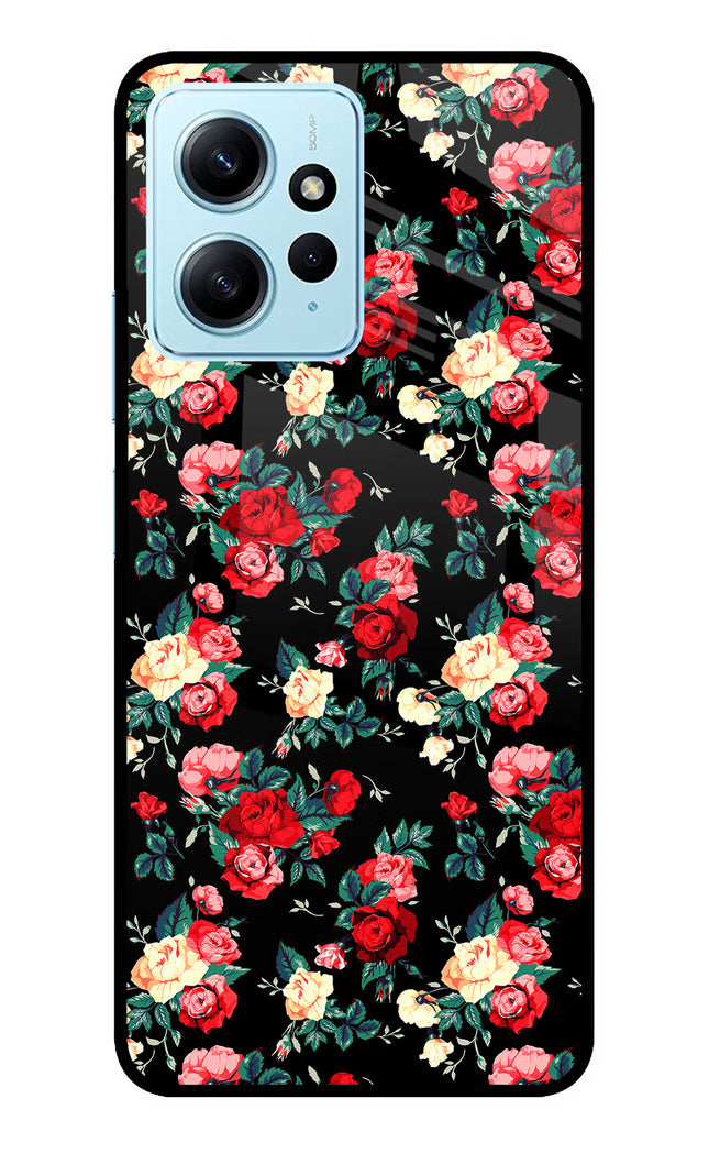 Rose Pattern Redmi Note 12 4G Glass Case Back Cover by Casekaro