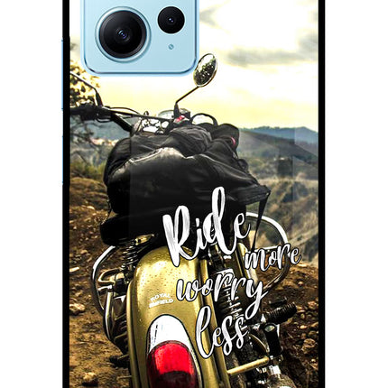 Ride More Worry Less Redmi Note 12 4G Glass Case Back Cover by Casekaro