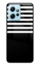 Black and White Print Redmi Note 12 4G Glass Case Back Cover by Casekaro